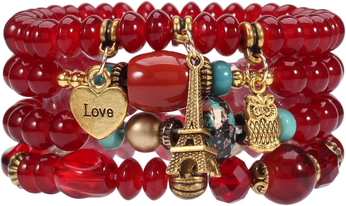 Bracelets Bohe Multilayer Chain Tassel Stackable Charm Stretch Statement Bracelet Set