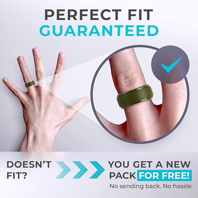 ThunderFit Silicone Rings for Men - 7 Rings / 4 Rings / 1 Ring Step Edge Rubber Wedding Bands 10mm Wide - 2.5mm Thick