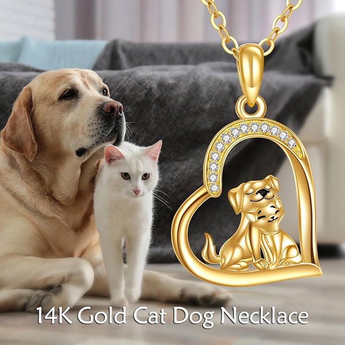 KECHO 14K Gold Animal Pendant Necklace - Dainty Zodiac & Pet Inspired Charm Necklace for Women - 16+1+1"