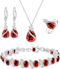 LMXXVJ Jewelry Set for Women,Teardrop Cubic Zirconia Necklace Earrings Adjustable Ring Bracelet Jewelry Set Formal Jewelry Gift