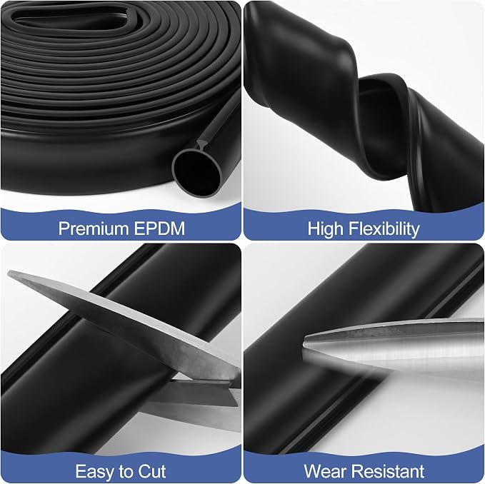 16.5FT Garage Door Seals Bottom Rubber, 0.35" Triangle Weather Stripping Seals - Image 6