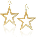 OZEL Gold Dangle Earrings for Women Brushed Finish, Matte Gold Statement Jewelry, 14k Gold Plated