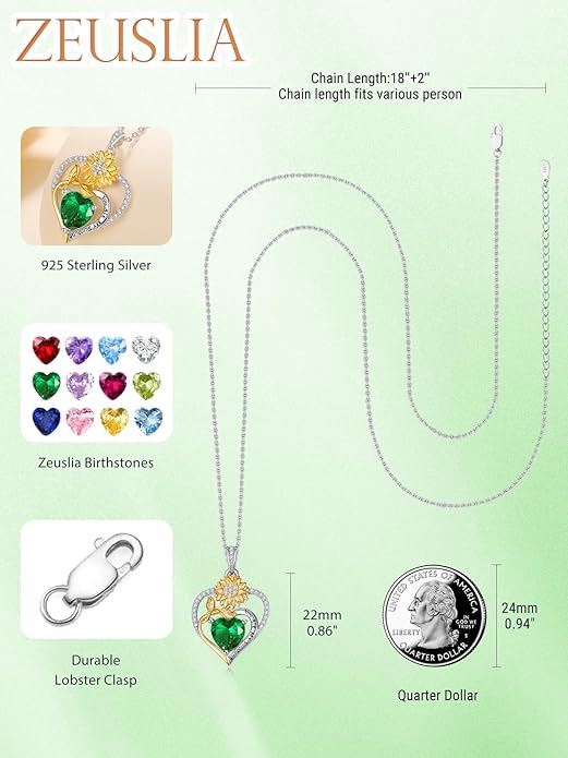 Valentine's Day Gifts for Wife 925 Sterling Silver Double Birthstone Pendant Necklaces I Love You for Always and Forever Necklace Anniversary Birthday Gifts for Wife Girlfriend Mom Her