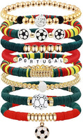 Game Day Bracelets for Women, Stackable Heishi Beaded Stretch Soccer Bracelet Soccer, World Soccer Cup Team Color Accessories & Outfits Jewelry, Soccers Dads Moms Coaches Fans Gifts