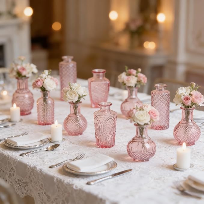 Petal Petite Small Pink Glass Bud Vase Set of 24 - Image 7