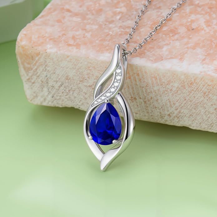 Birthstone Necklace for Women Infinity Necklaces 925 Sterling Silver Teardrop Love Birthday Jewelry Valentines Day Birthday Gifts for Her Mom Wife Girlfriend
