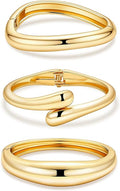 2/3/6pcs Chunky Gold Bangle Cuff Bracelets for Women, Dainty 14K Gold Plated Stackable Bangles Bracelet Set Jewelry Gift