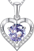 Heart Moissanite Birthstone Necklaces Anniversary/Birthday/Best Friend/Girlfriend/Wife Gifts for Her 925 Sterling Silver Pendant Necklace for Women