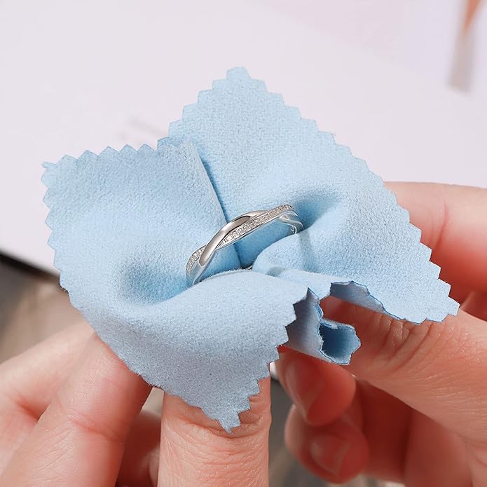 OOOPEL Sterling Silver Adjustable Ring S925 Silver Rings for Women Cubic Zirconia Twist Love Knot Dainty Ring Silver Minimalist Open Finger Rings Silver Thumb Sterling Silver Ring