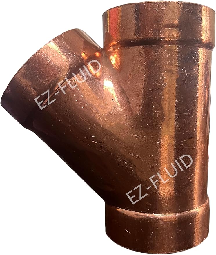 EZ-FLUID 1-1/2" Copper DWV Tee-Wye Copper Pipe Fitting C x C x C Sweat Sockets by EZ-FLUIDPlumbingProducts