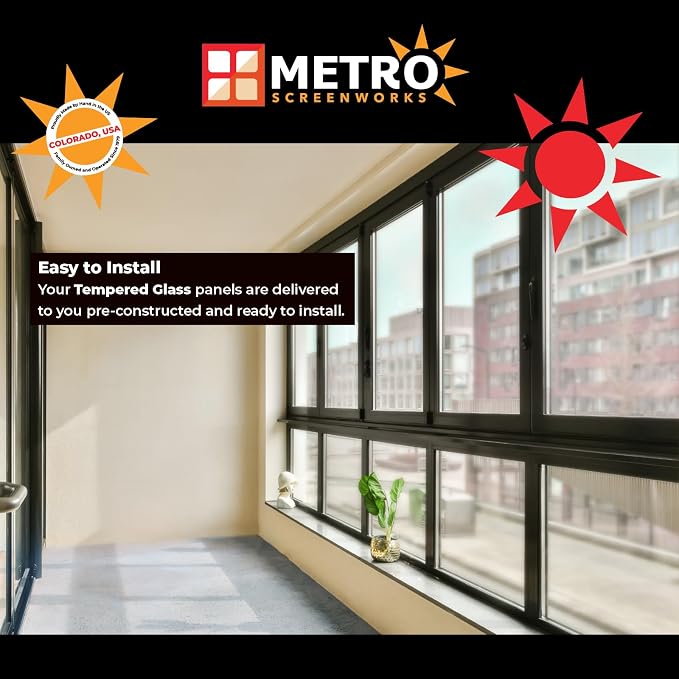 Metro Screenworks Framed Tempered Glass Panel, 24-1/2" x 6-1/4", Bronze | - Image 3