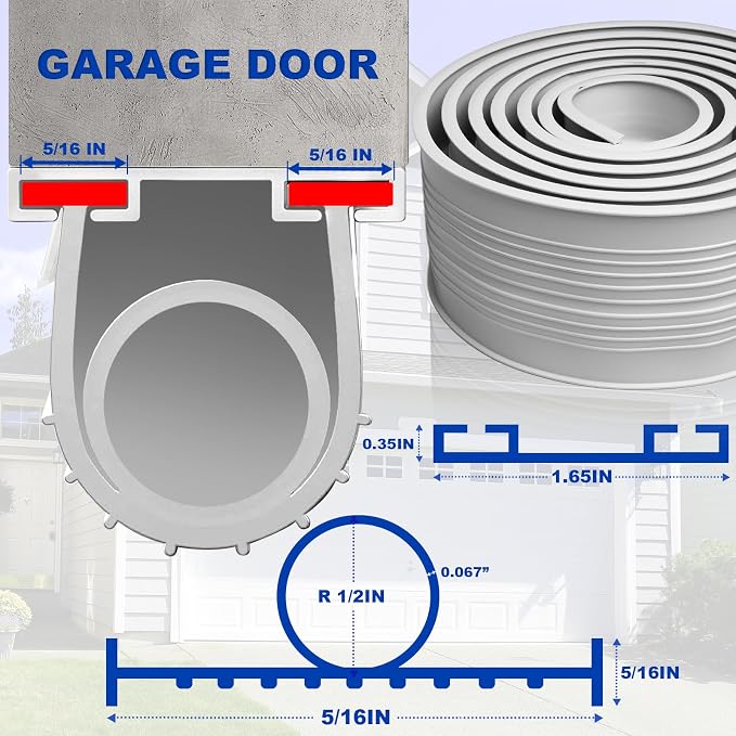 DGSL Garage Door Bottom Seal, 5/16 T-End Rubber Weather Stripping, 16 FT | U+O - Image 3