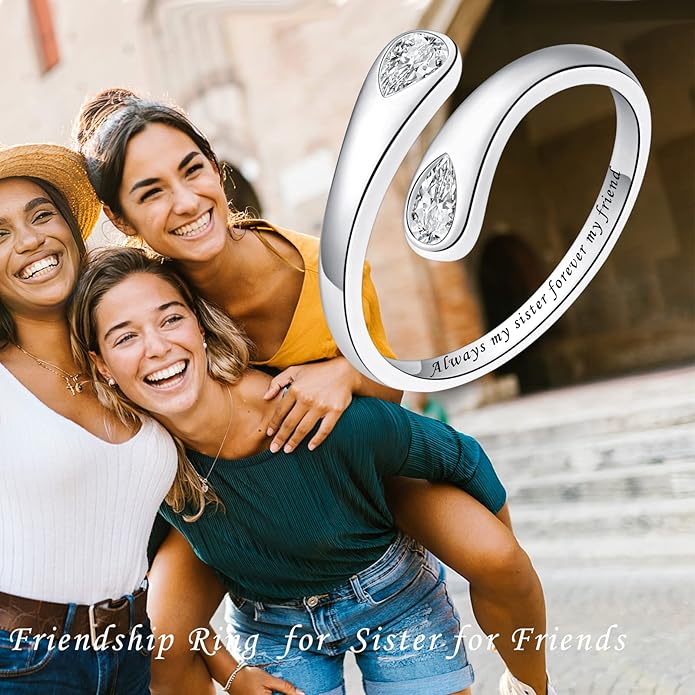 Fookduoduo 925 Sterling Silver Ring Inspirational Jewelry adjustable Wrap Open Rings for Women