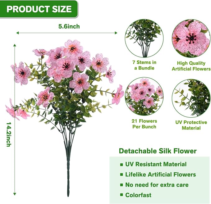 13 Bundles Artificial Flowers for Outdoors Summer Decoration | Silk Realistic - Image 7