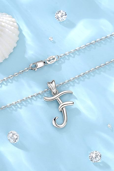 EUDORA Sterling Silver Initial Necklaces for Women, Classic 26 Letter Neckless Gifts for Girls, Sister, Mother Daughter, 18 inch Chain