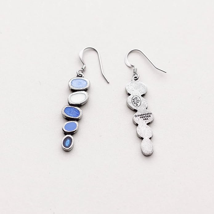Danforth Tango/Glacier Earrings – Handcast Pewter 1 5/16" Earrings – Surgical Steel French Wires – Made In USA