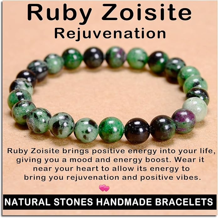 AD Beads Handmade Gemstone Stretch Elastic Bracelet Crystal Healing Reiki Nature's Beauty and Spiritual Essence Unisex