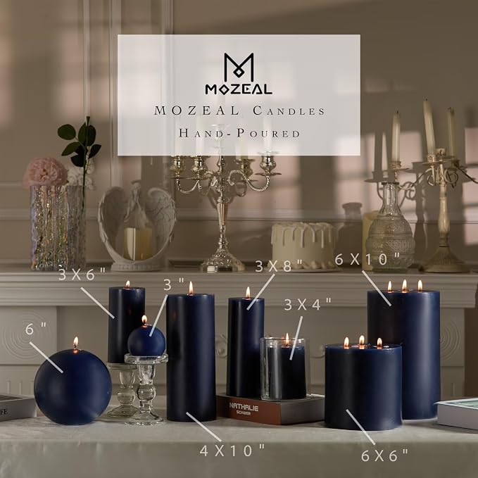 MOZEAL 3" x 6" Hand-Poured Unscented Candle, Dripless Pillar Candle Set of 3 - Image 3