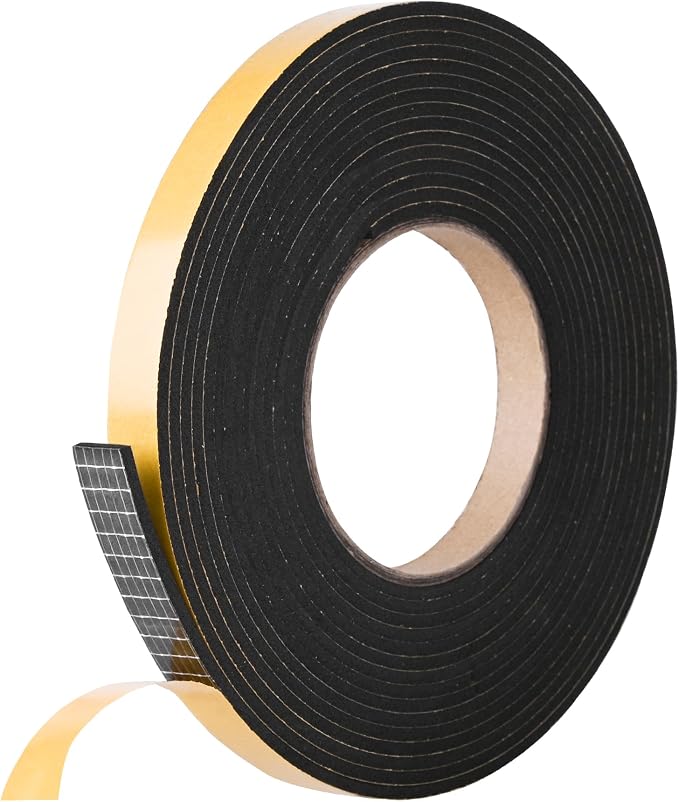 Self Adhesive Foam Tape Weatherstrip 1/2in x 1/8in x 26Ft High Density Foam by Kikerike