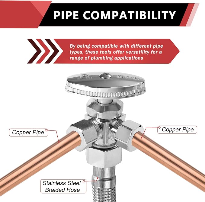2PCS EFIELD Dual Compression Outlet Multi-Turn Angle Stop Valve | 1/2" NOM x - Image 4