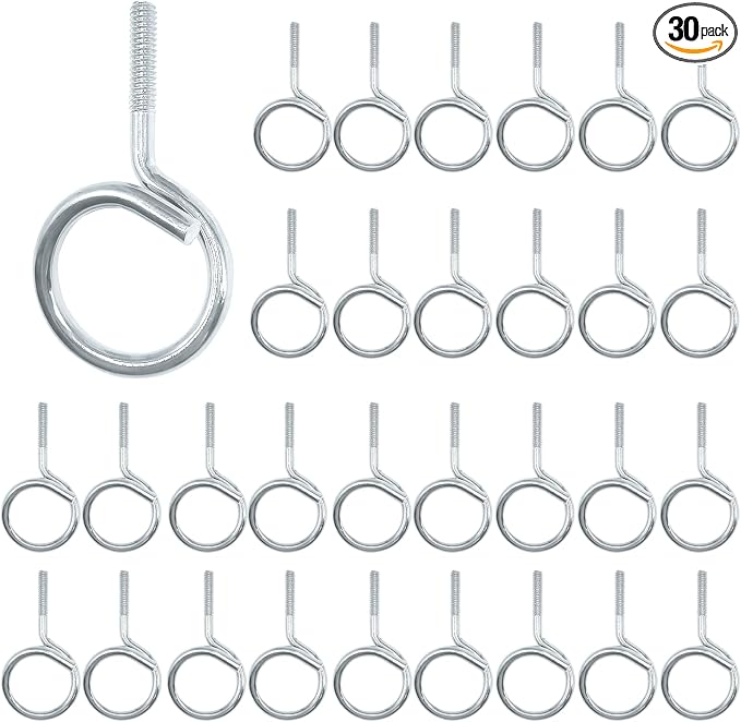 1.25" Bridle Rings 30 PC 1/4"-20 Threaded, Wire Support, Heavy Duty Steel Cable by Tewloss