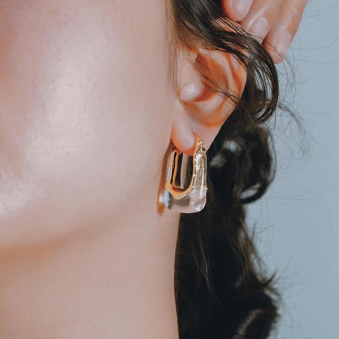 Acrylic Hoop Earrings Chunky Huggie Statement Vintage Earrings Cute Resin Drop Earring Trendy Jewelry Gifts for Women