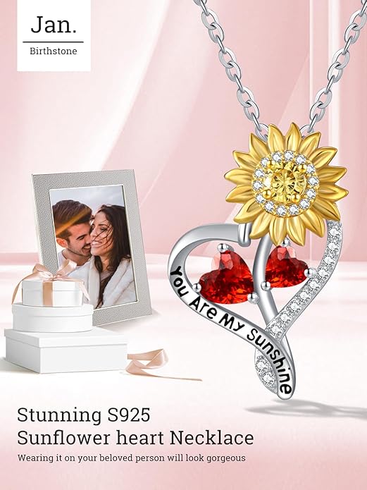 Valentine's Day Gifts for Wife 925 Sterling Silver Double Birthstone Pendant Necklaces I Love You for Always and Forever Necklace Anniversary Birthday Gifts for Wife Girlfriend Mom Her