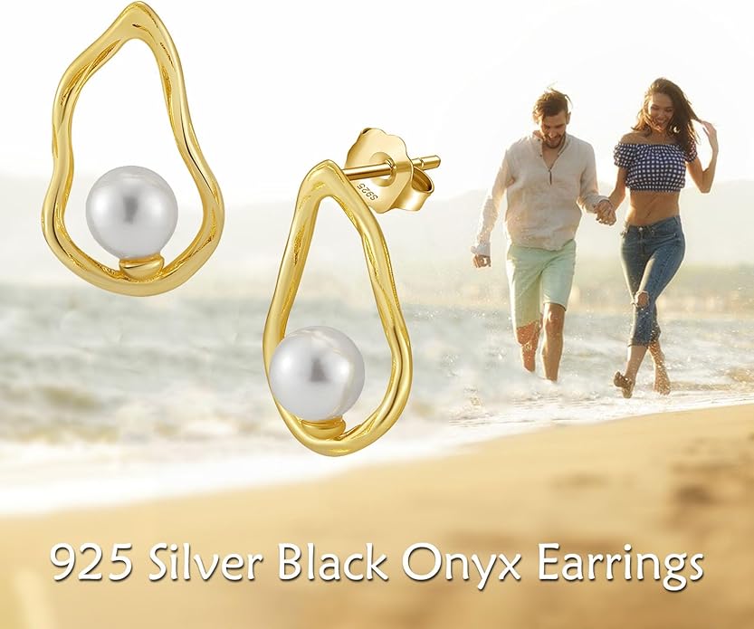 VONALA Silver/Gold Seashell Pearl Dangle Earrings 925 Sterling Silver Beach Drop Dangle Earrings Starfish Leverback Earrings Ocean Jewelry Gifts for Women
