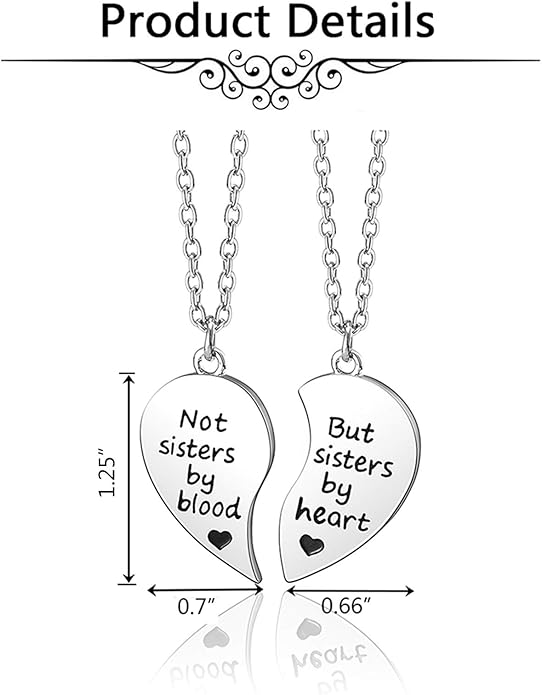 Jovivi Silver Tone Alloy BFF Necklace for 2-5 Best Friends Matching Heart Pendant Friendship Necklaces Women Jewelry Gift
