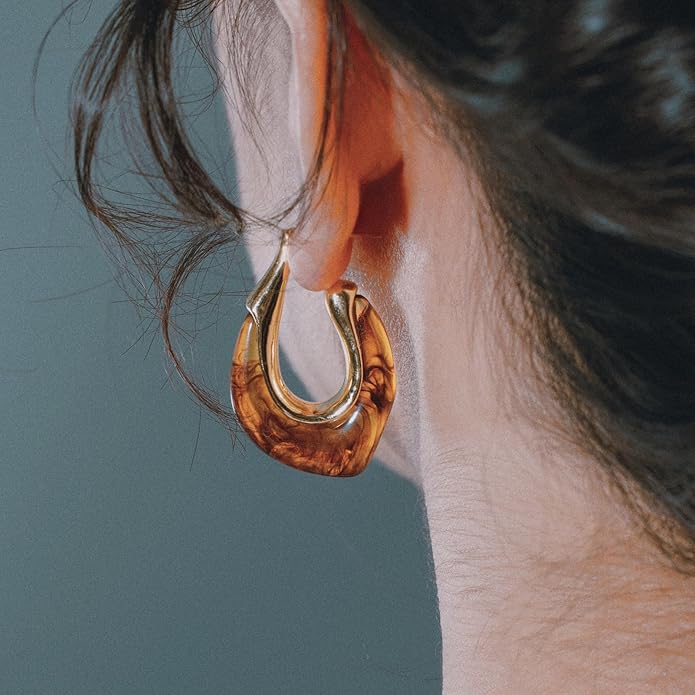 Acrylic Hoop Earrings Chunky Huggie Statement Vintage Earrings Cute Resin Drop Earring Trendy Jewelry Gifts for Women