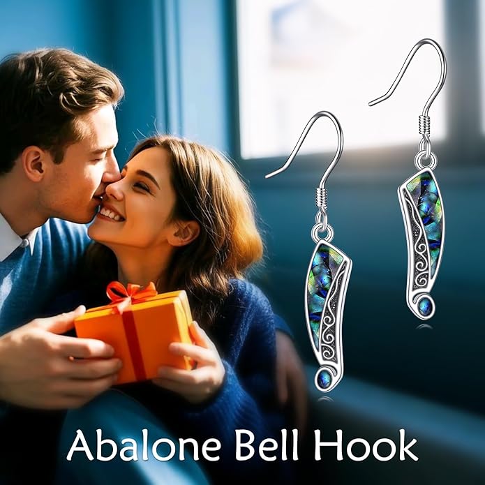 Abalone Shell Dangle Drop Earrings for Women 925 Sterling Silver Filigree Bohemian Earrings Jewelry Gift