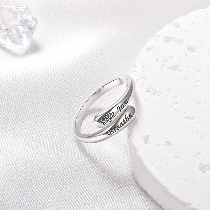 Fookduoduo 925 Sterling Silver Ring Inspirational Jewelry adjustable Wrap Open Rings for Women