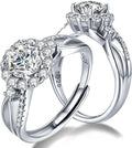 Atylyk 1 Carat G color VVS1 Moissanite Adjustable Engagement Flower Ring Wedding Promise 925 Sterling Silver Solitaire Rings for Women