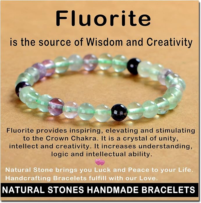 AD Beads Handmade Gemstone Stretch Elastic Bracelet Crystal Healing Reiki Nature's Beauty and Spiritual Essence Unisex