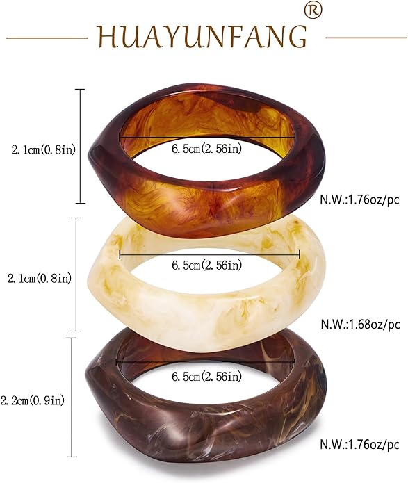 Chunky Resin Bracelet for Women Vintage Tortoiseshell Resin Bangle Bracelets Set Wide Acetate Wristband Acrylic Bracelet Statement Jewelry