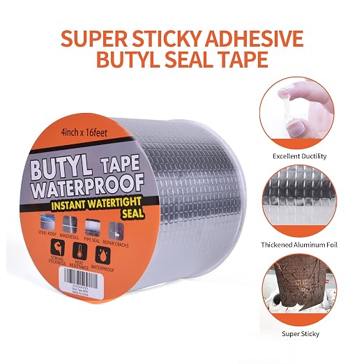 TAPEBEAR 9Rolls Butyl Tape Aluminum Waterproof Sealing Tape 4" x16Feet | - Image 2