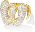 KissYan Bubble Initial Ring Valentines Day Gifts for Women, 14k Gold Plate Balloon Jumbo Letter Rings Open Adjustable Dainty Pave CZ Personalized Fashion Trendy Statement Jewelry