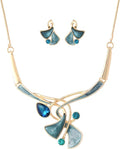 Chunky Statement Jewelry Set Vintage Retro Leaf Flower Floral Geometric Bohemian Boho Bib Necklace Earring Set Fashion Costume Jewelry for Women Girls Wedding Party Prom Unique Gift