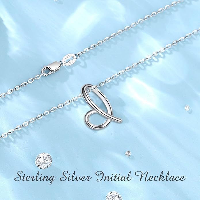 EUDORA Sterling Silver Initial Necklaces for Women, Classic 26 Letter Neckless Gifts for Girls, Sister, Mother Daughter, 18 inch Chain