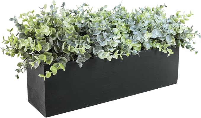 Winlyn 14" Artificial Eucalyptus Arrangement Faux Eucalyptus Plants in Black - Image 4