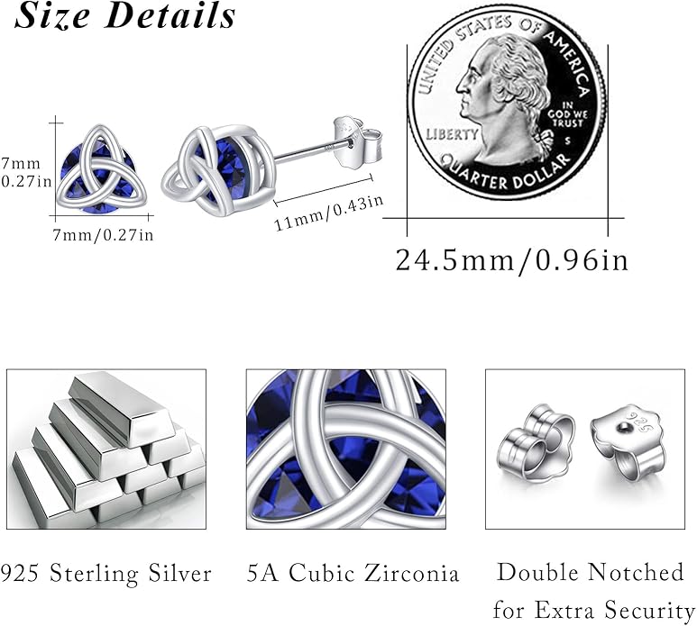 MEDWISE 925 Sterling Silver Birthstone Stud Earrings for Women Birthday Jewelry Gifts for Daughter Mother Women Valentines Day Gifts for Her
