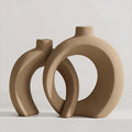 Set of 2 Brown Ceramic Vases for Home Decor Accents by Jonronboci