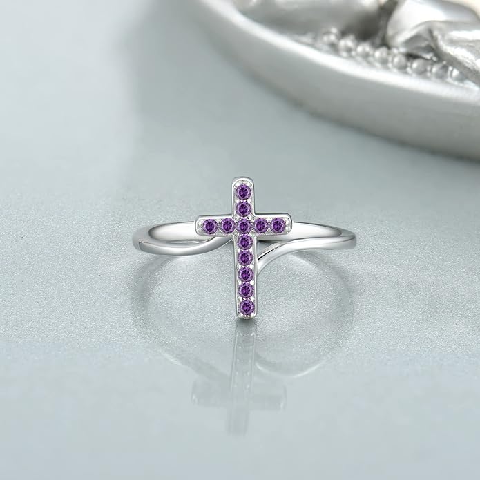 STARCHENIE 925 Sterling Silver Cross Ring for Women Size 5-10