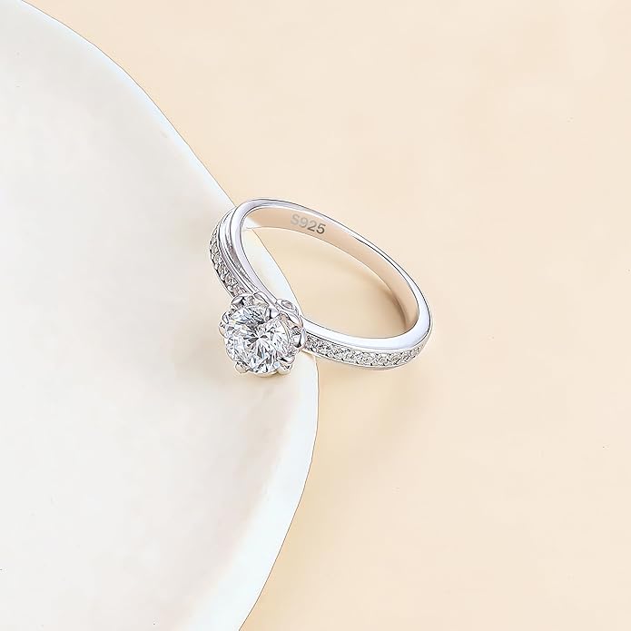 Elspeth 925 Sterling Silver Engagement Ring for Women Oval/Radiant/Pear/Princess/RoundCut Cubic Zirconia Promise Ring Size 4-10