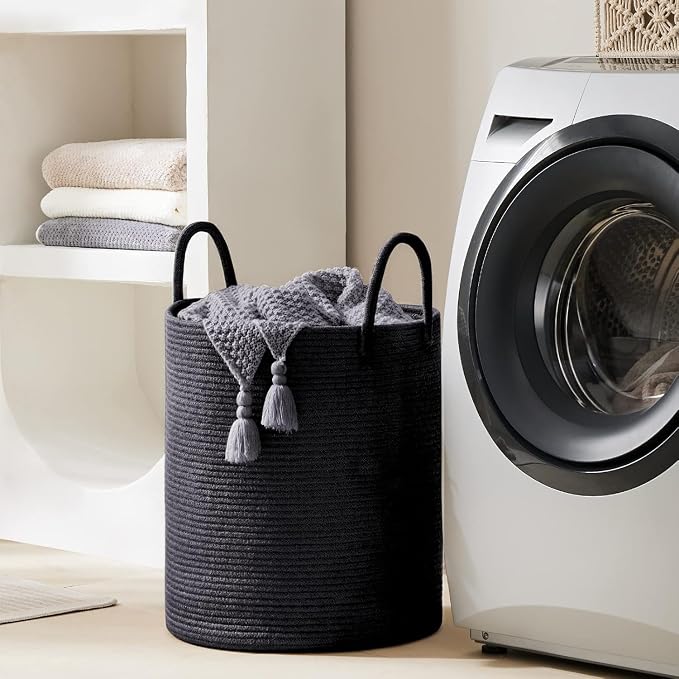 YOUDENOVA Woven Rope Laundry Hamper Basket, 58L Blanket Basket - Image 5