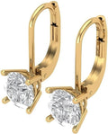 14K White Gold Moissanite Earrings Men & Women, Solid Gold Simulated Diamond and Lab Diamonds Studs for Men & Women, 1ct - 2ct Round, Princess, Heart, Halo Cut, Dangle, Lever or Screw Back Earrings, VVS1, D Color, Pink or Blue - Luxury Gift Box