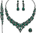 CSY 4 Pcs/Set Austrian Crystal Necklace Earrings Bracelet Ring Bridal Jewelry Sets for Brides Wedding Party Costume Accessories Gifts for Women