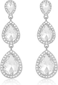 Vintage Rhinestone Teardrop Dangle Earrings Long Dangling Drop Earrings Crystal Chandelier Earrings for Women Wedding Bridal Prom