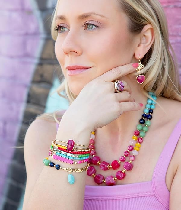 Barse Jewelry Serape Multi Stone Stretch Bracelet Set