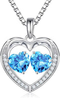 Iefil Valentines Day Gifts for Her - 925 Sterling Silver Heart Birthstone Necklace, Anniversary Birthday Gifts for Women Wife Girlfriend Mom Her